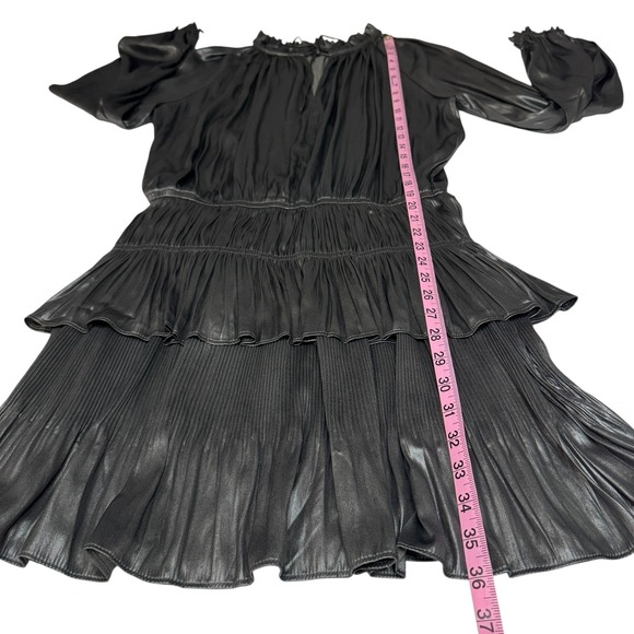 Current Air LA Women's Valentina Dress Medium Black Gray Metallic Pleated Mini - Picture 11 of 11